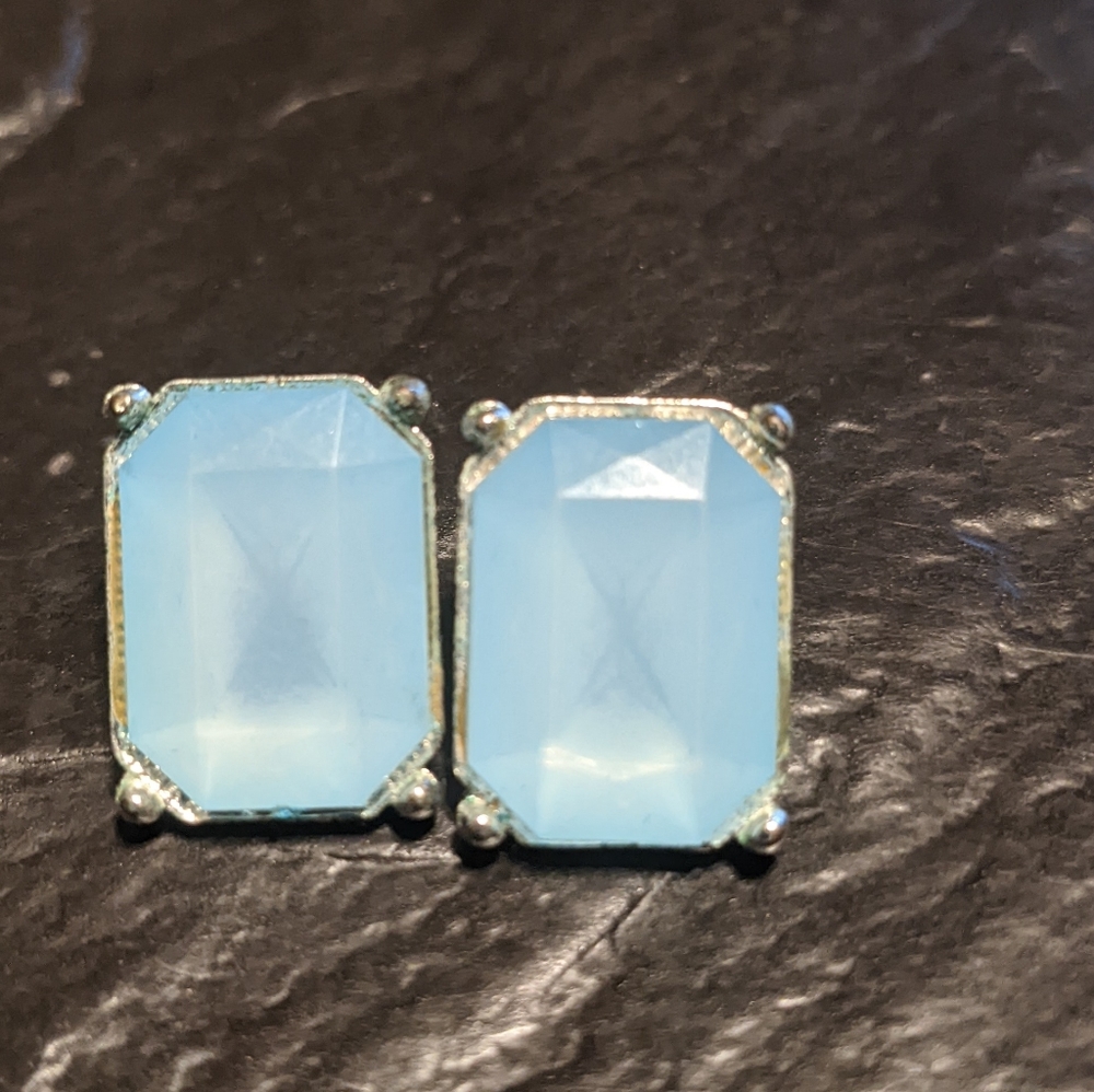Large blue gemstone stud earrings